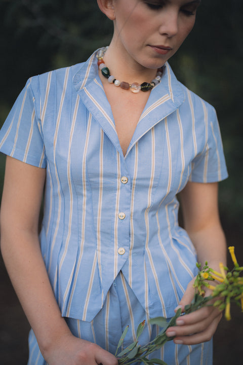 Blusa Tomarus Celeste Rayas