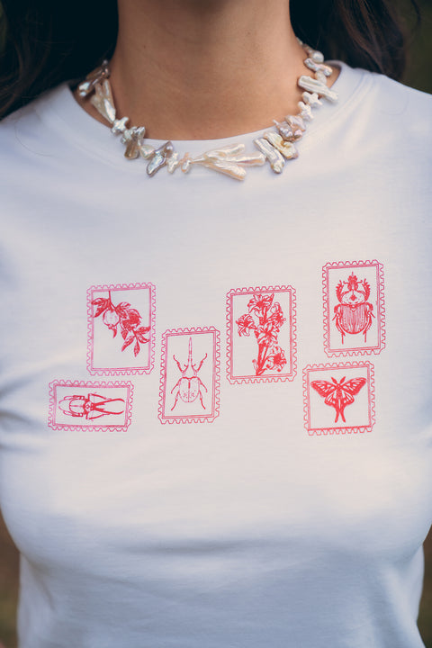 Polera Lampetis Blanca E. Rojo