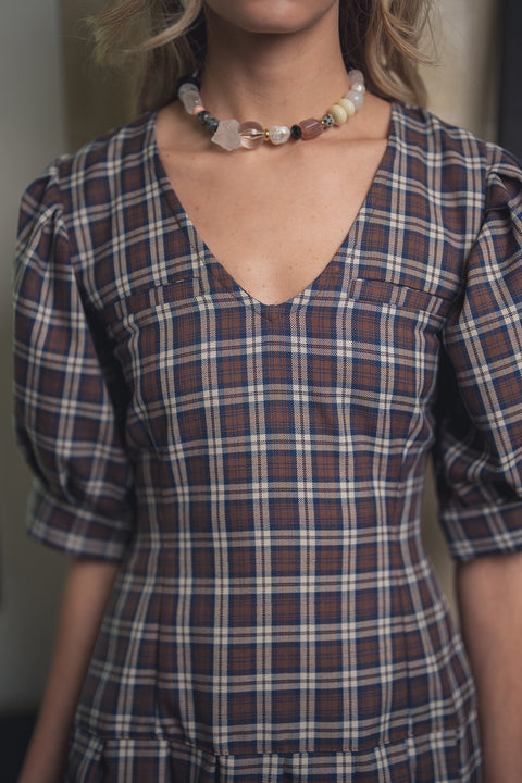 Vestido Pentispa Café Cuadrillé