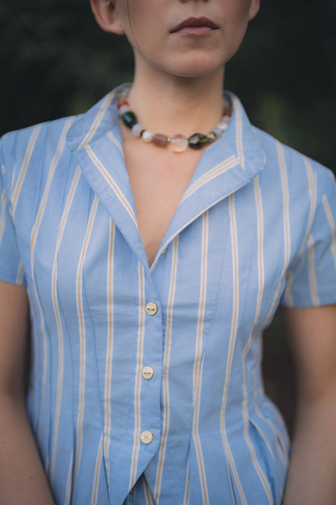 Blusa Tomarus Celeste Rayas