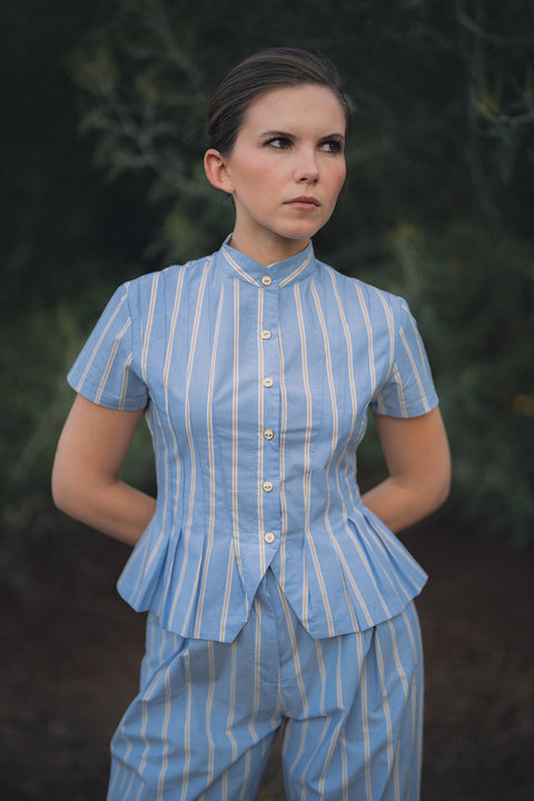 Blusa Tomarus Celeste Rayas