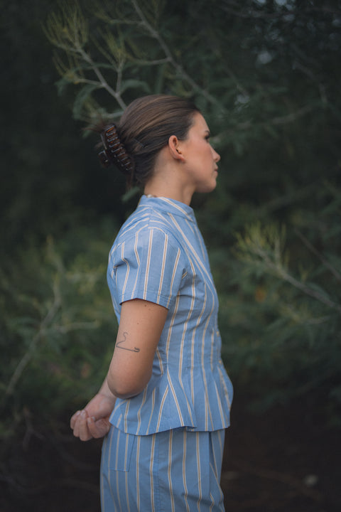 Blusa Tomarus Celeste Rayas