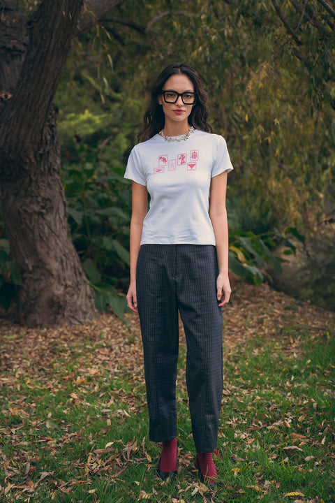 Polera Lampetis Blanca E. Rojo
