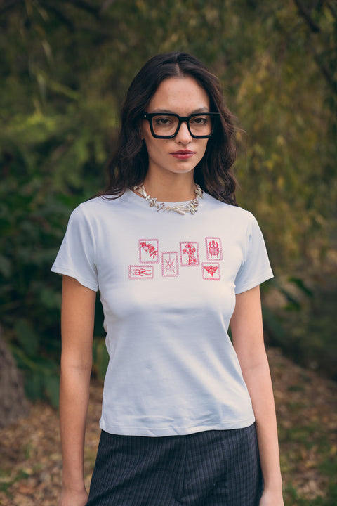 Polera Lampetis Blanca E. Rojo
