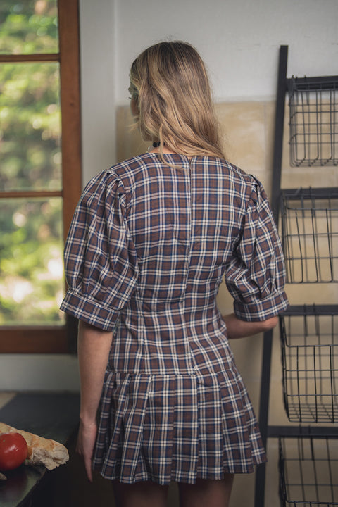 Vestido Pentispa Café Cuadrillé