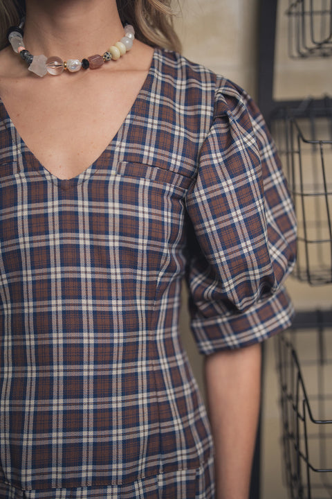 Vestido Pentispa Café Cuadrillé