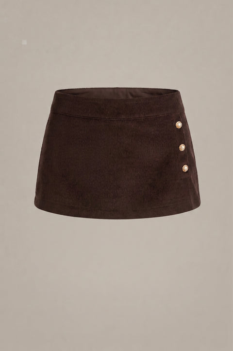 Falda Short Hexapoda Cotelé Café